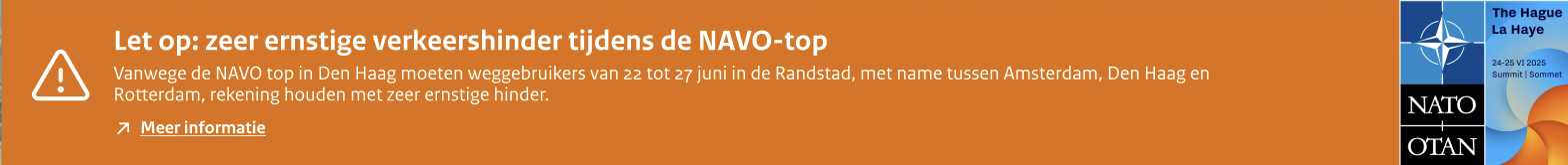 Waarschuwing voor ernstige verkeershinder in de Randstad vanwege de NAVO-top in Den Haag van 22 tot 27 juni.